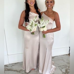 Amsale Kaia Fluid Satin Champagne Dress